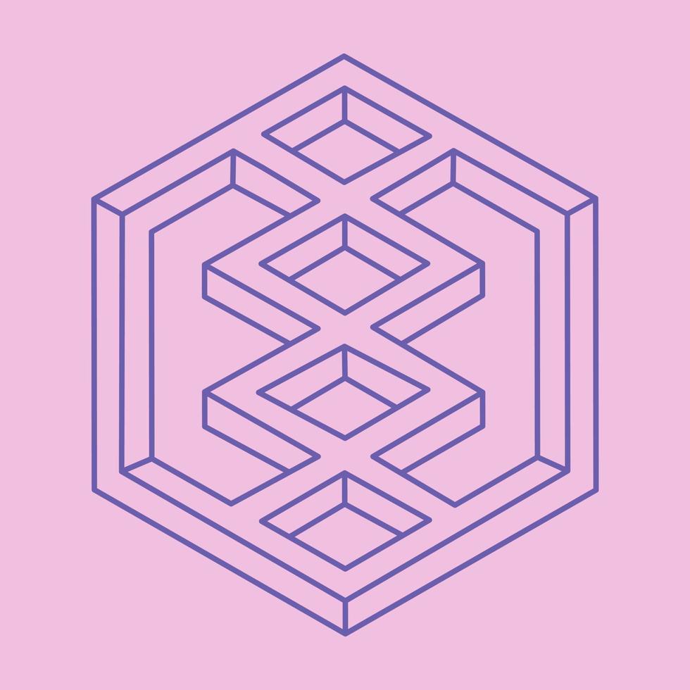 Impossible shapes, optical illusion figure, vector. Paradox. Optical art objects. Geometry modern logo. vector