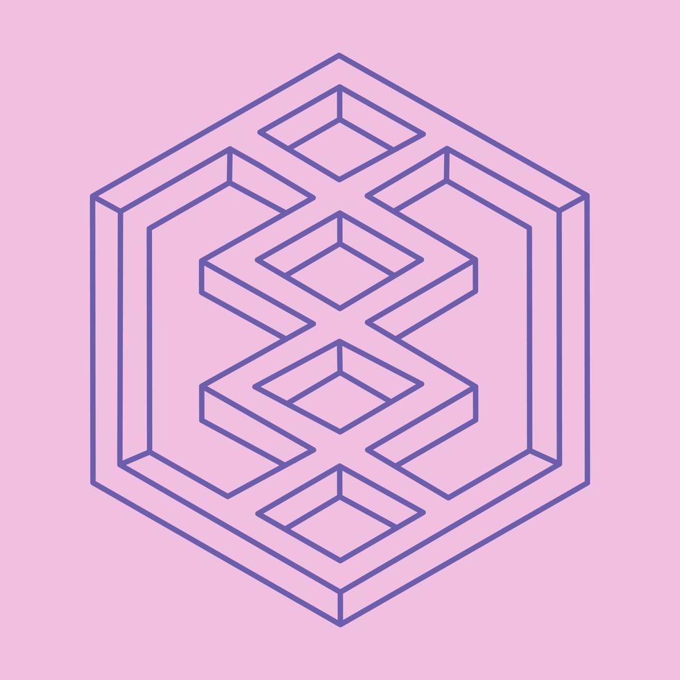 formas imposibles, figura de ilusión óptica, vector. paradoja. objetos de arte óptico. logotipo moderno de geometría. vector