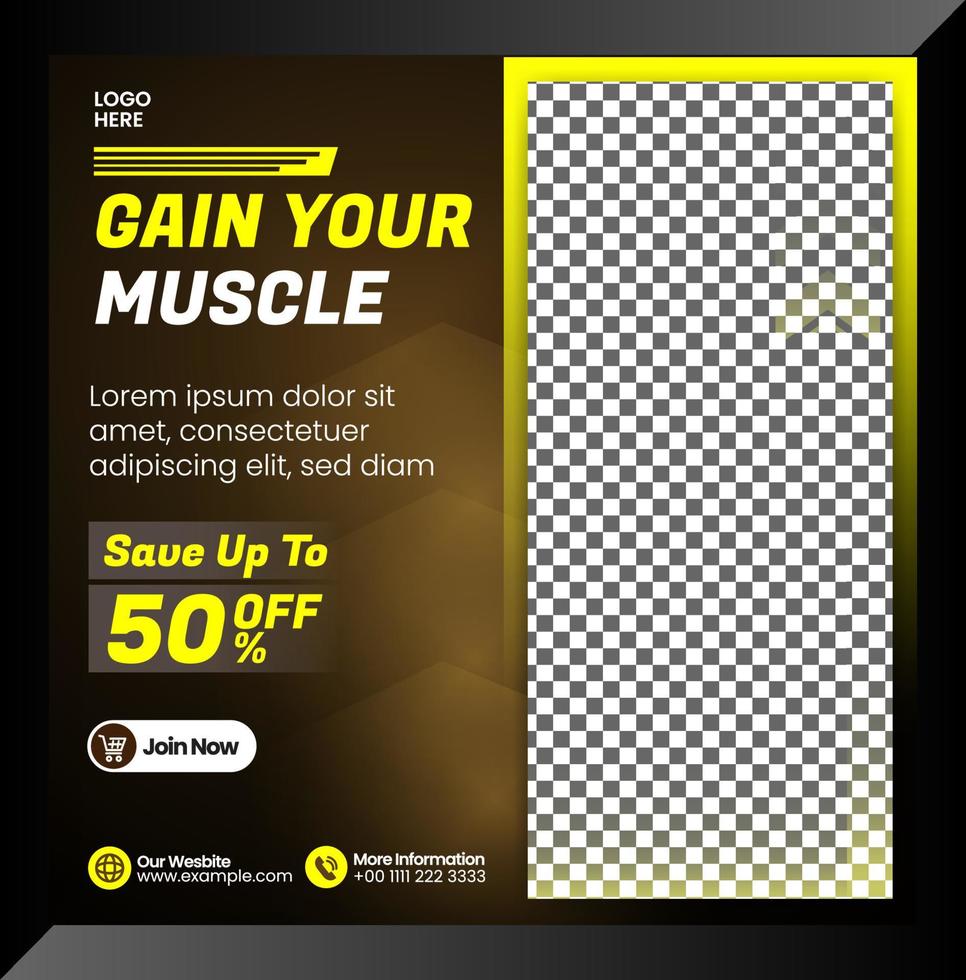 fitness and health poster social media or banner template vector