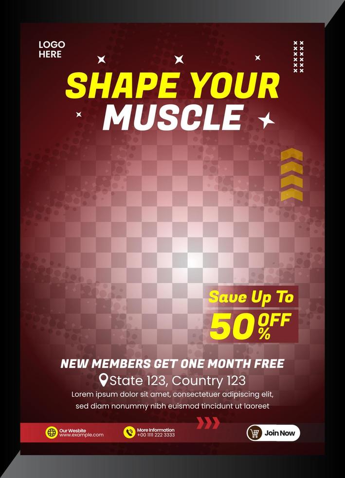 Poster template Gym fitness background with luxury style halftone for advertising vector