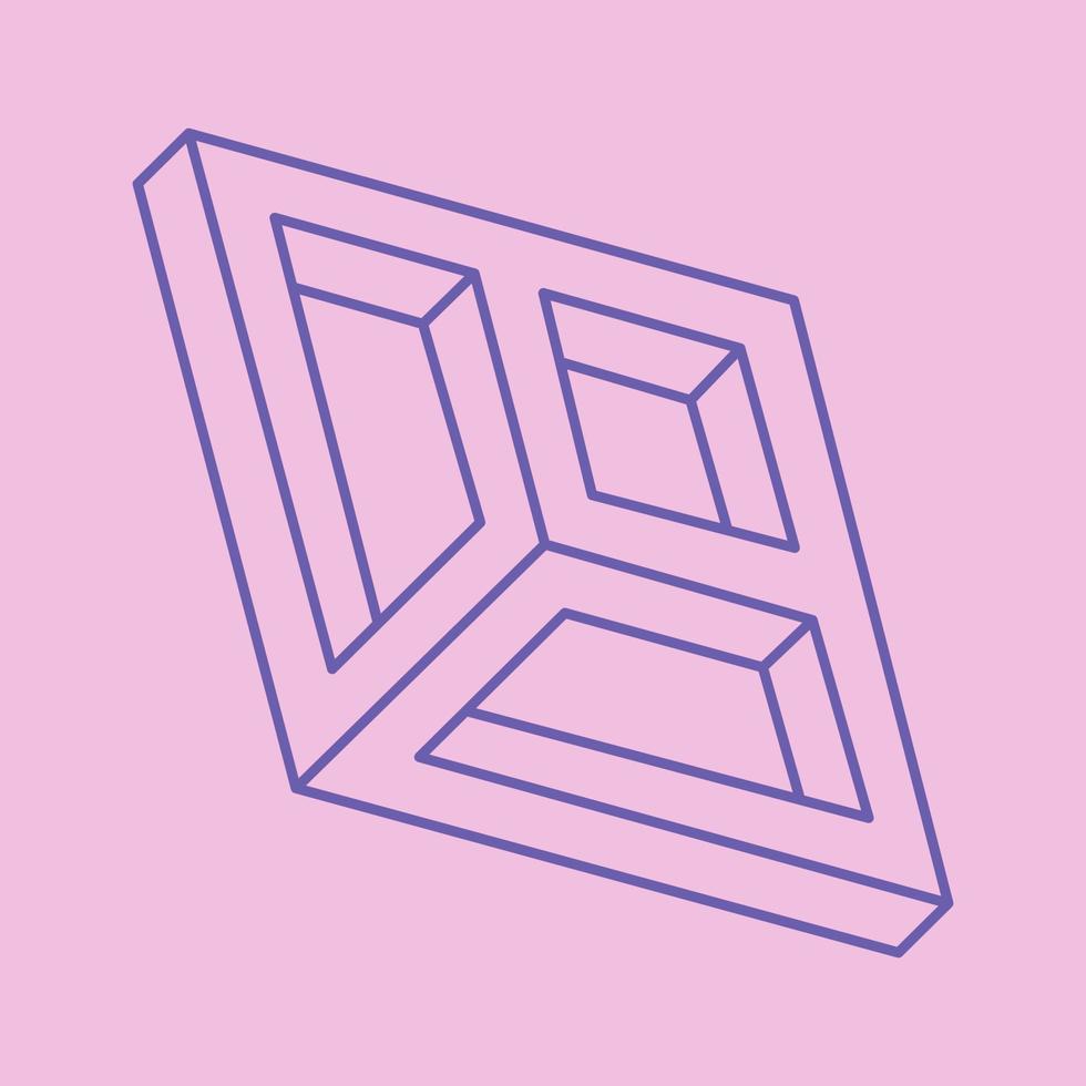 Impossible shapes, optical illusion logo, vector. Optical art objects. Geometric figures. vector