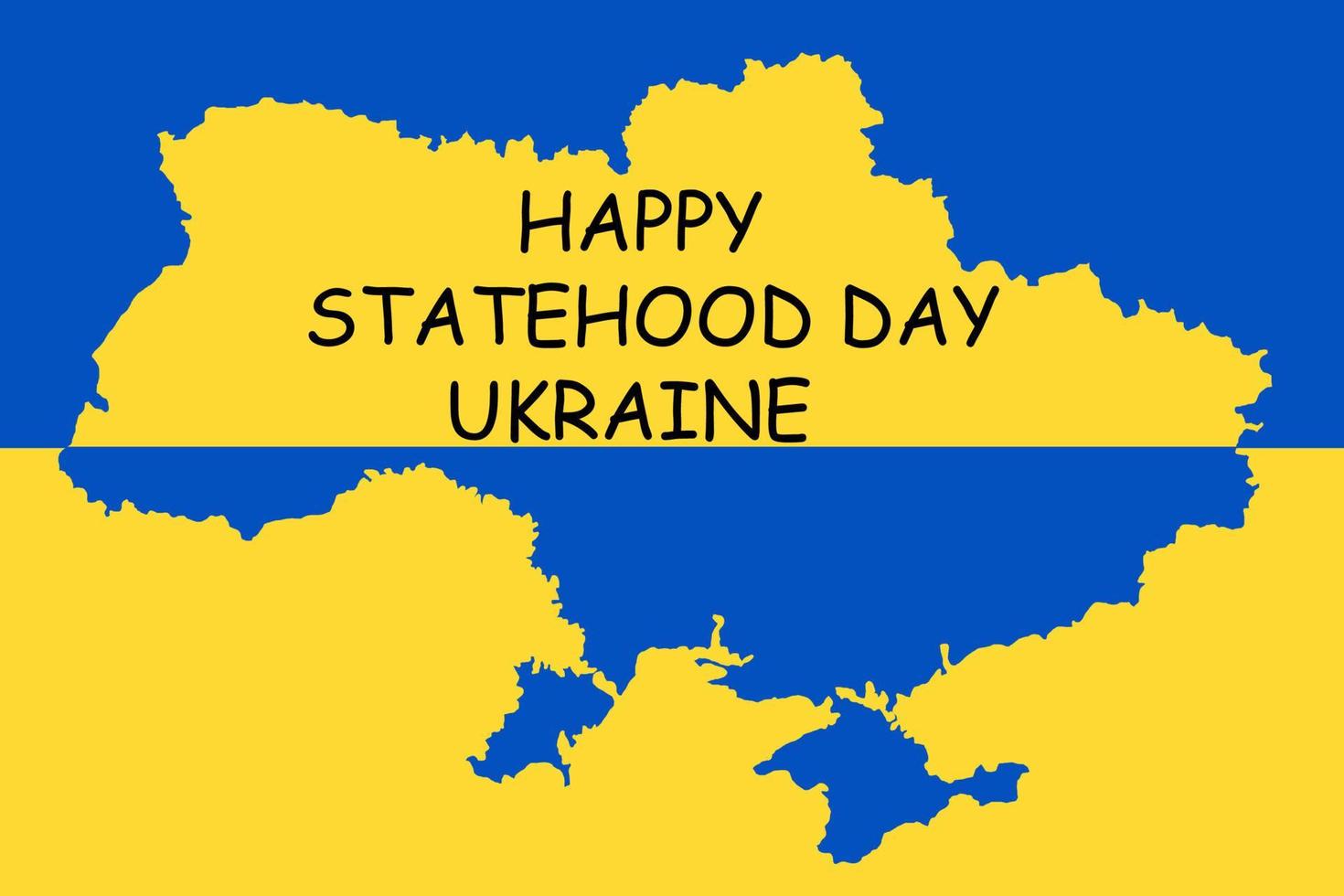 Ukraine Statehood Day vector template for greeting cards and social media posts. Ukraine map. Abstract patriotic Ukrainian flag. Blue and yellow background, banner.