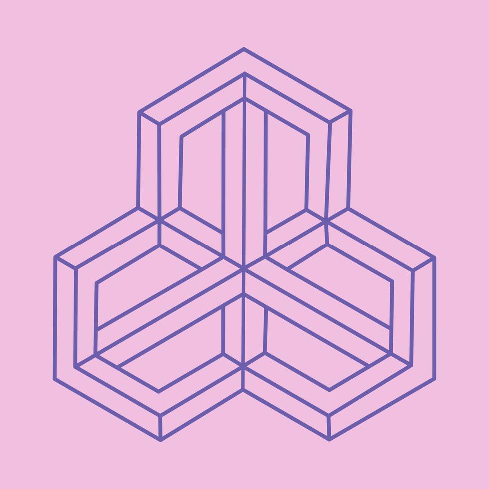 Logo. Impossible shapes, optical illusion, vector. Optical art objects. Geometric figure. Line art. vector