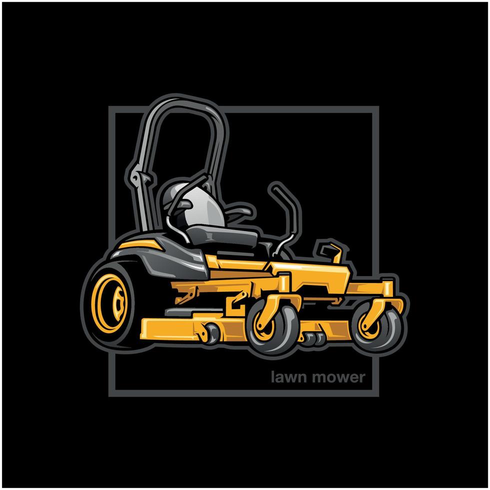 lawn mower illustration vector in black background