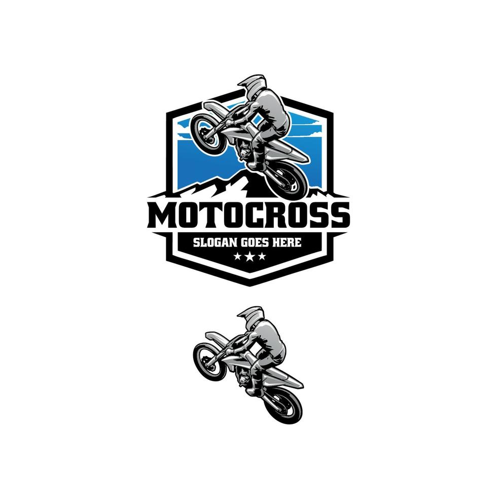 Jumping motocross action illustration logo vector