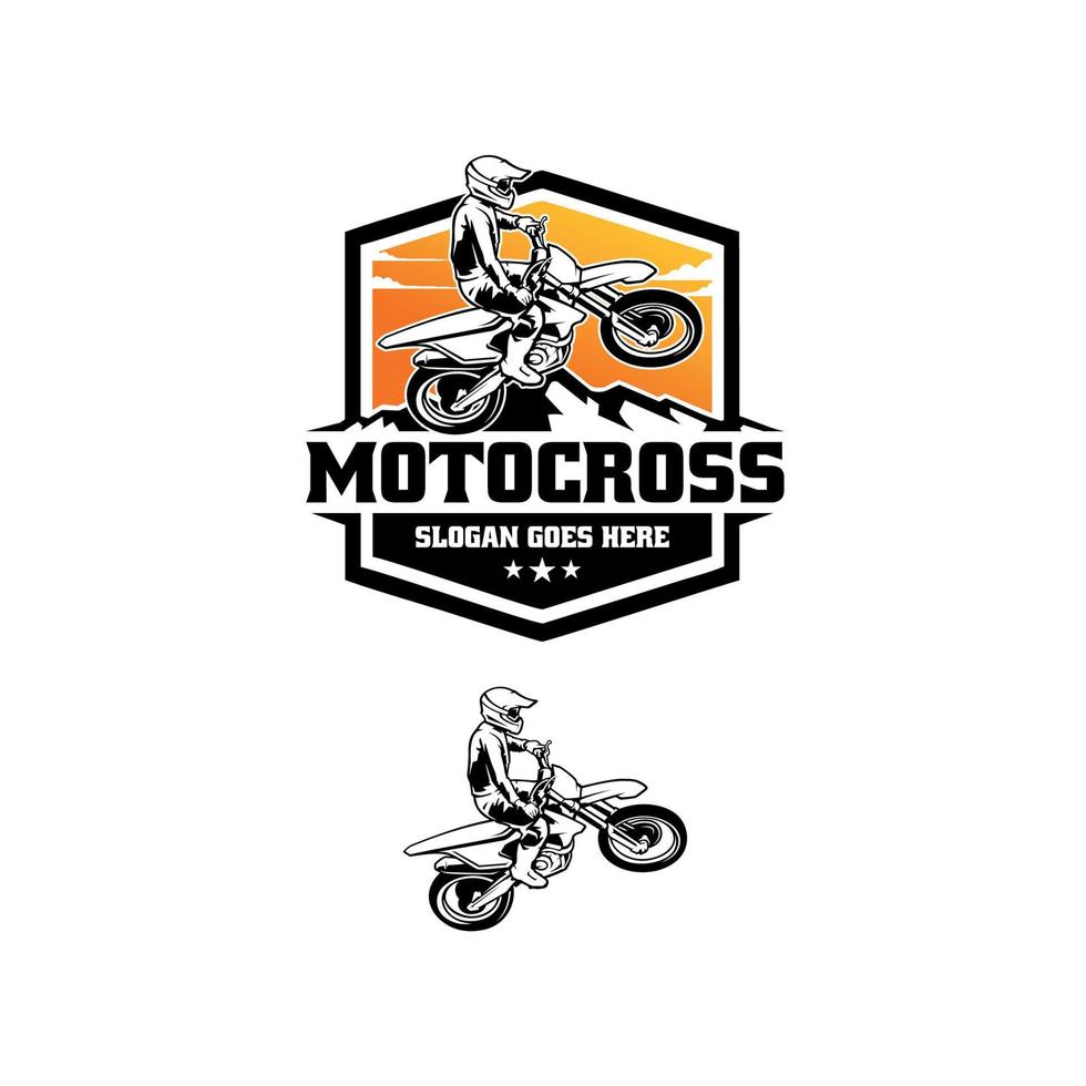 set of motocross extreme sport illustration logo vector