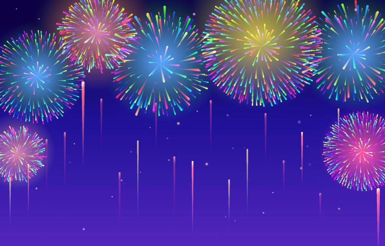 Fireworks on Blue Night Background vector