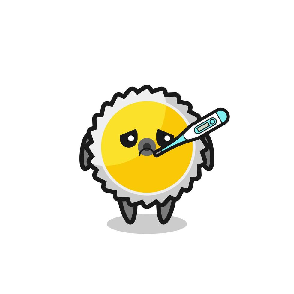 saw blade mascot character with fever condition vector