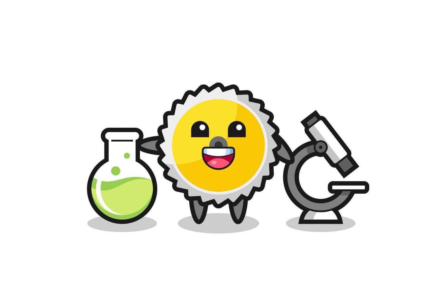 Mascot character of saw blade as a scientist vector