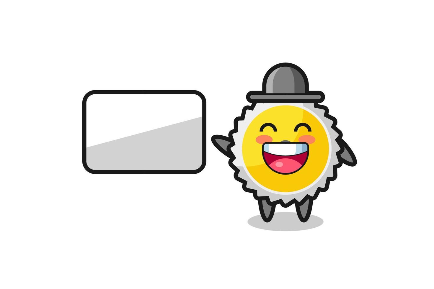 saw blade cartoon illustration doing a presentation vector