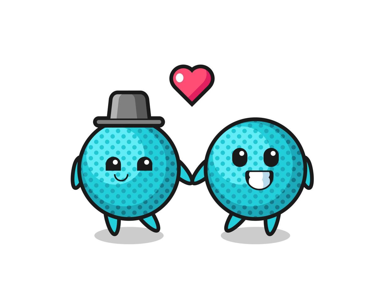 spiky ball cartoon character couple with fall in love gesture vector