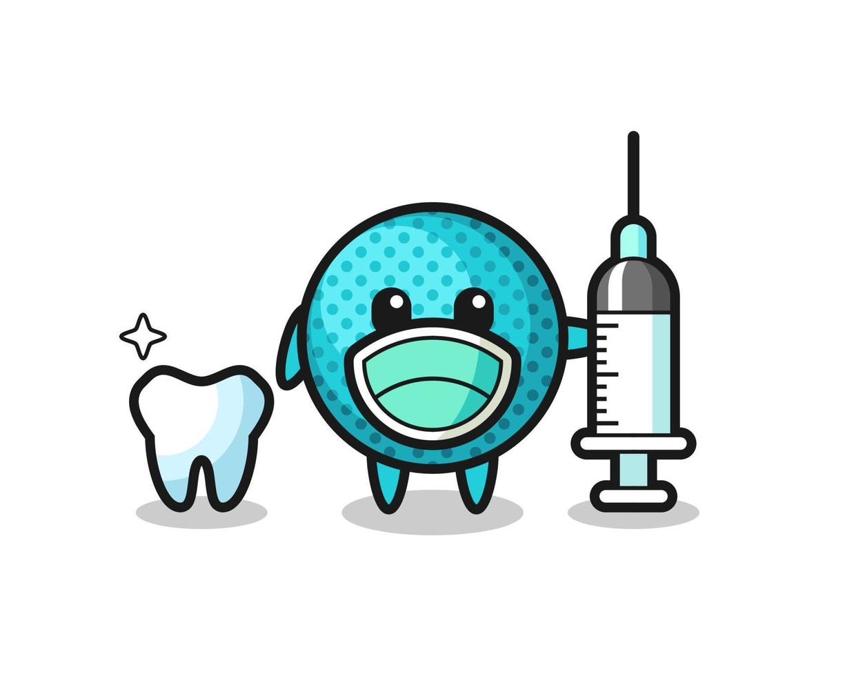 Mascot character of spiky ball as a dentist vector