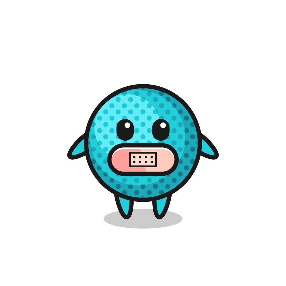 Cartoon Illustration of spiky ball with tape on mouth vector