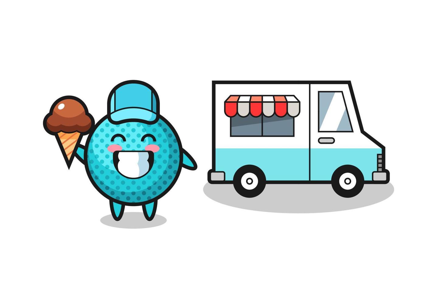 Mascot cartoon of spiky ball with ice cream truck vector