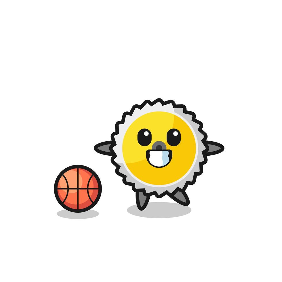 Illustration of saw blade cartoon is playing basketball vector