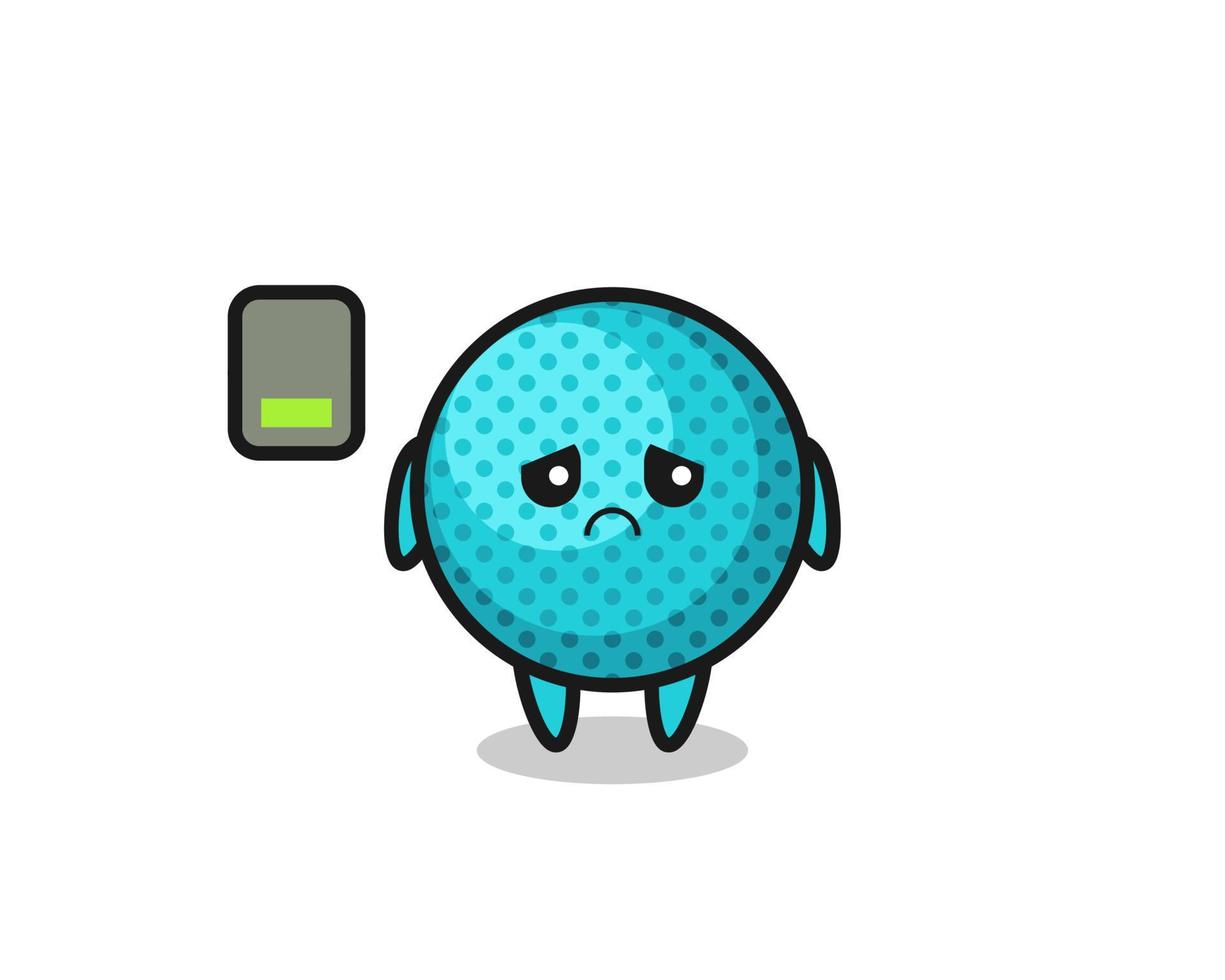 personaje de mascota de bola puntiaguda haciendo un gesto cansado vector