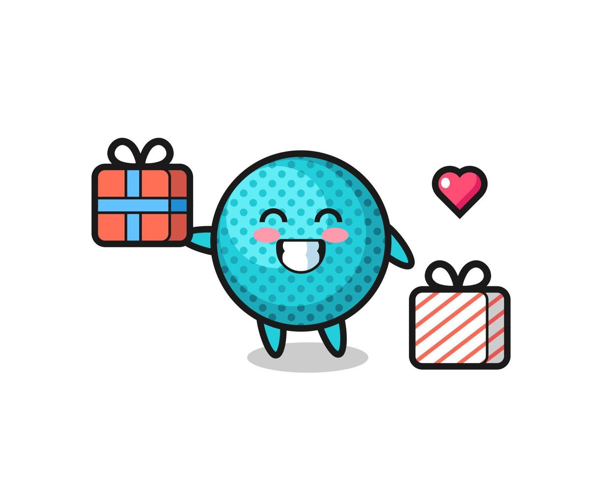 spiky ball mascot cartoon giving the gift vector