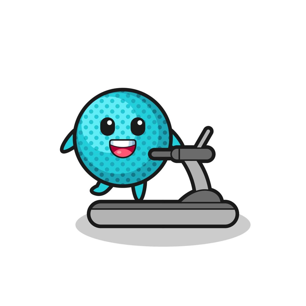 spiky ball cartoon character walking on the treadmill vector