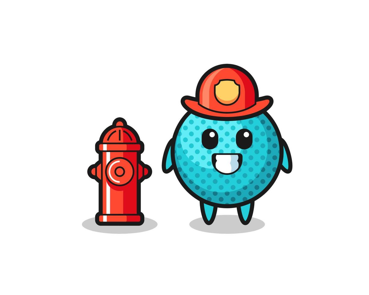 Mascot character of spiky ball as a firefighter vector