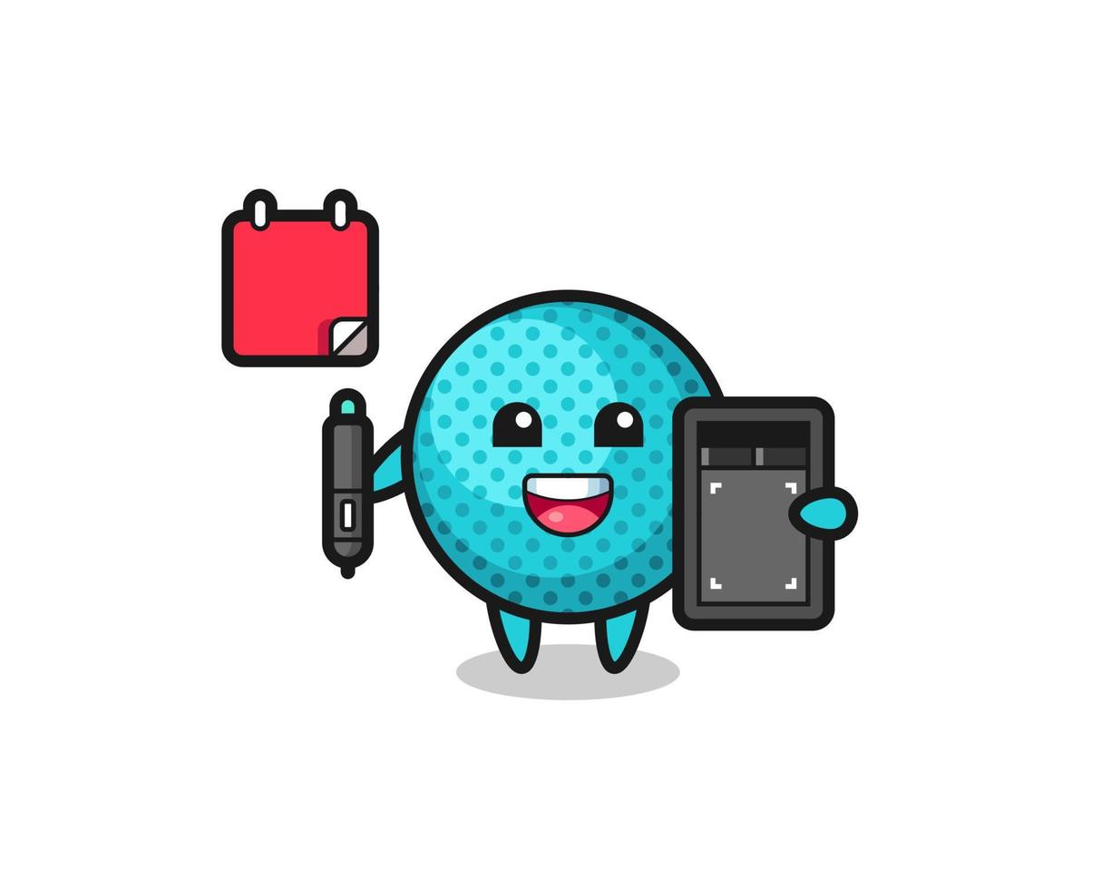 Illustration of spiky ball mascot as a graphic designer vector