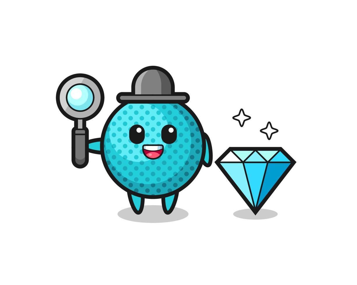 ilustración del personaje de bola puntiaguda con un diamante vector