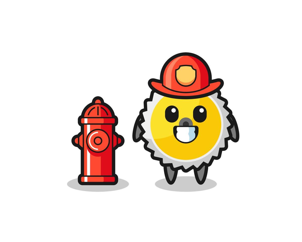 Mascot character of saw blade as a firefighter vector