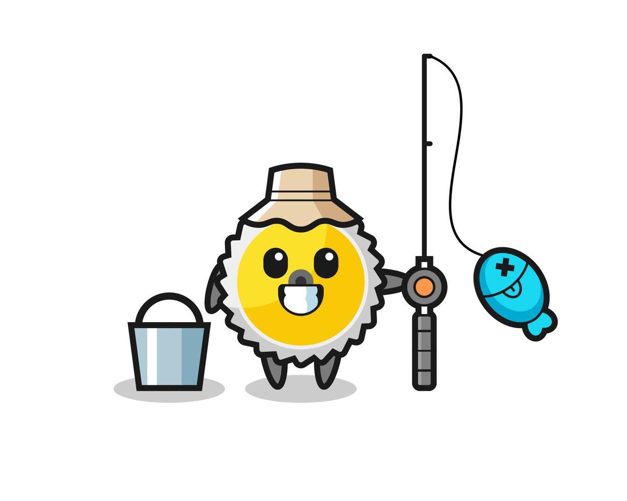 Mascot character of saw blade as a fisherman vector