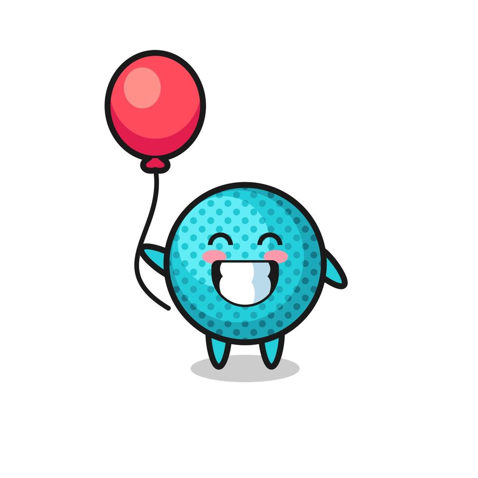 spiky ball mascot illustration is playing balloon vector