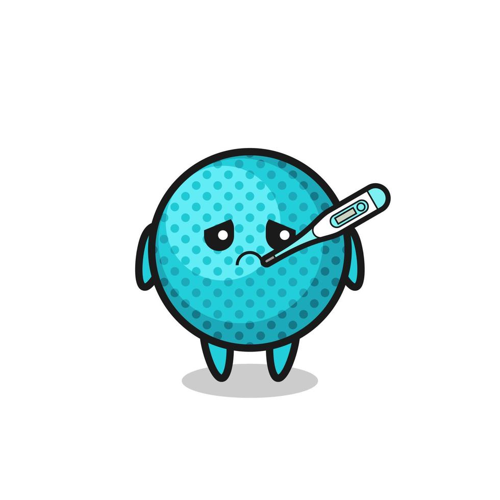 personaje de mascota de bola puntiaguda con fiebre vector