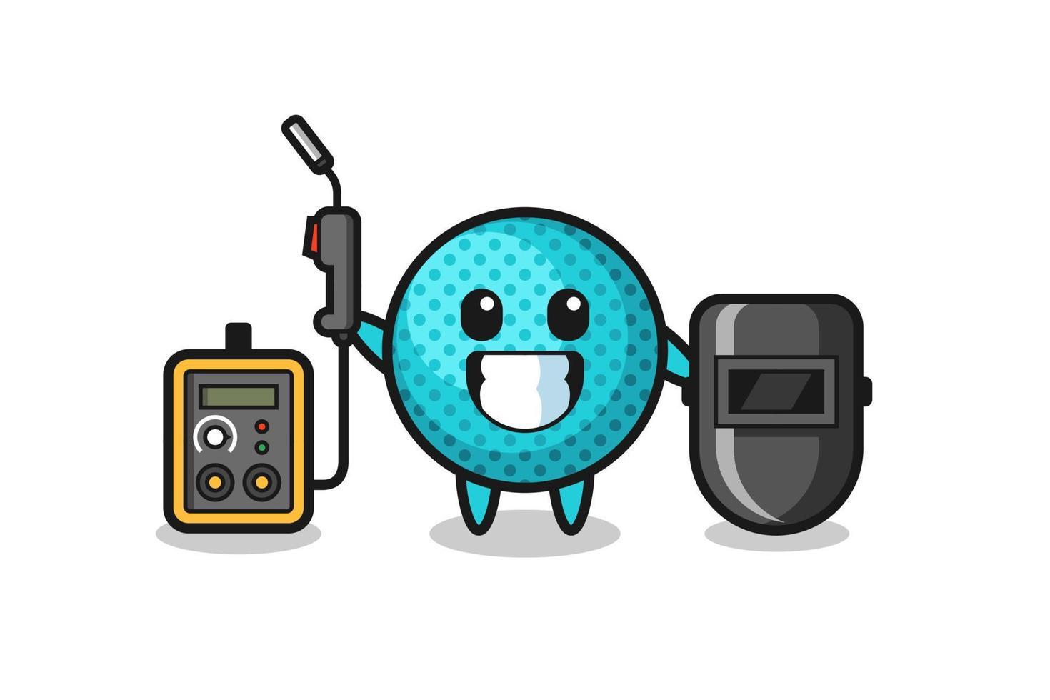 Character mascot of spiky ball as a welder vector