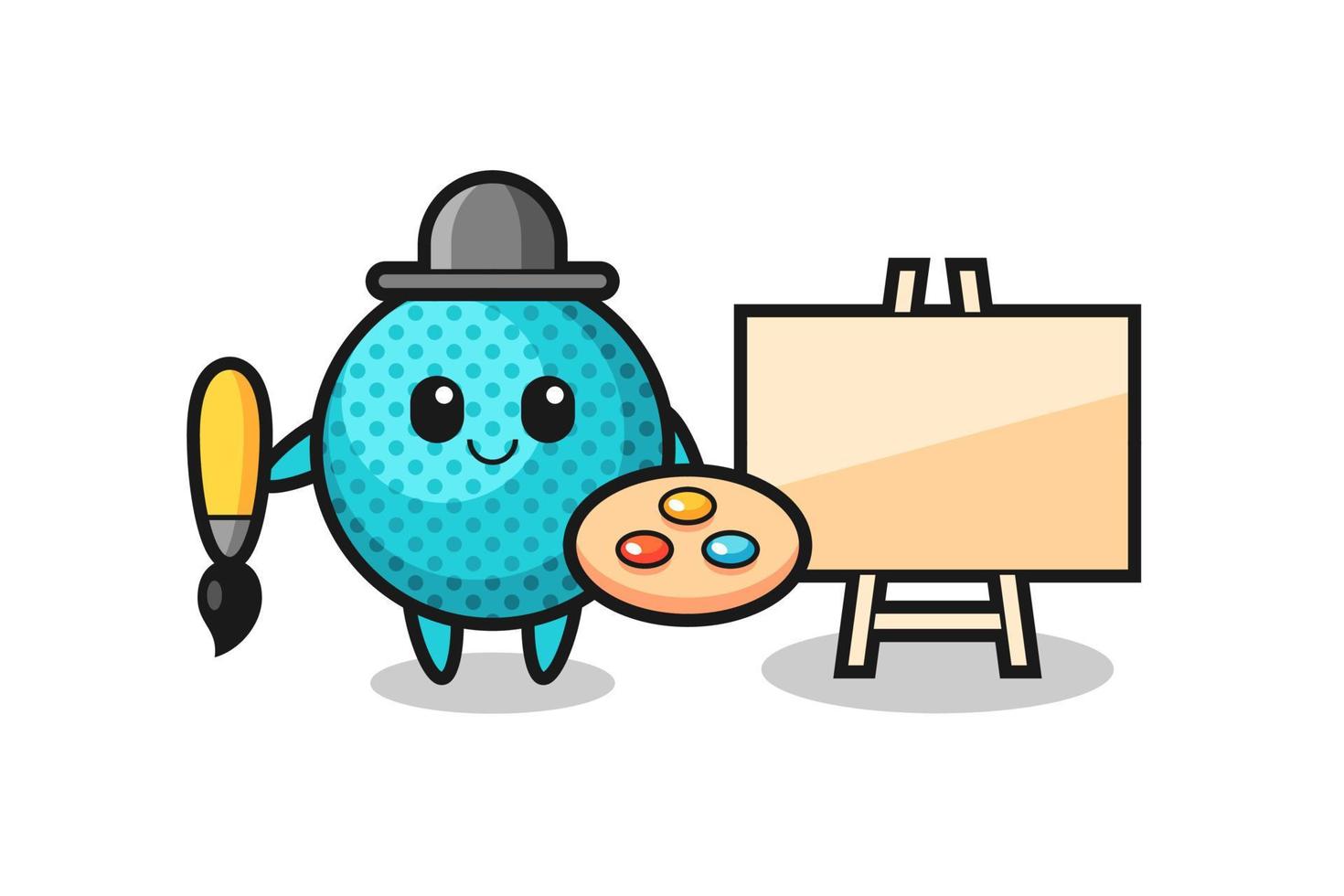 Illustration of spiky ball mascot as a painter vector