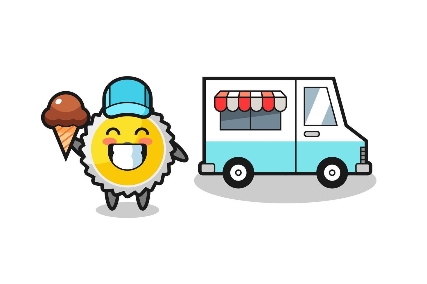 Mascot cartoon of saw blade with ice cream truck vector