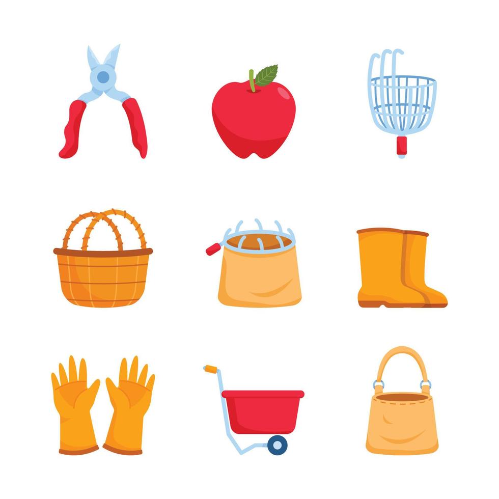 Red Apple Harvest Tools vector