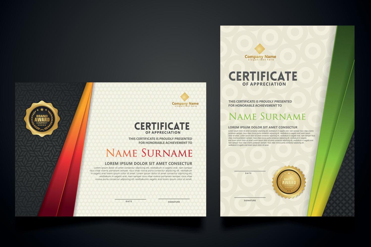 certificate template with Luxury realistic texture pattern and dynamic shapes composition gradient colors,diploma,Vector illustration vector