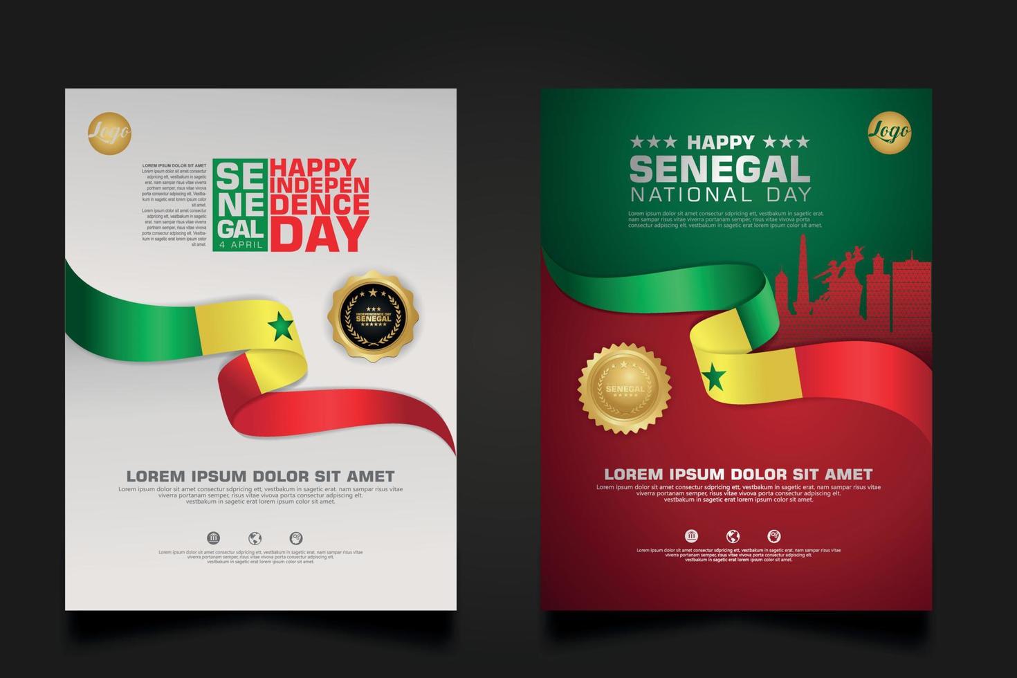 set poster promotions Senegal happy Republic Day background template. vector