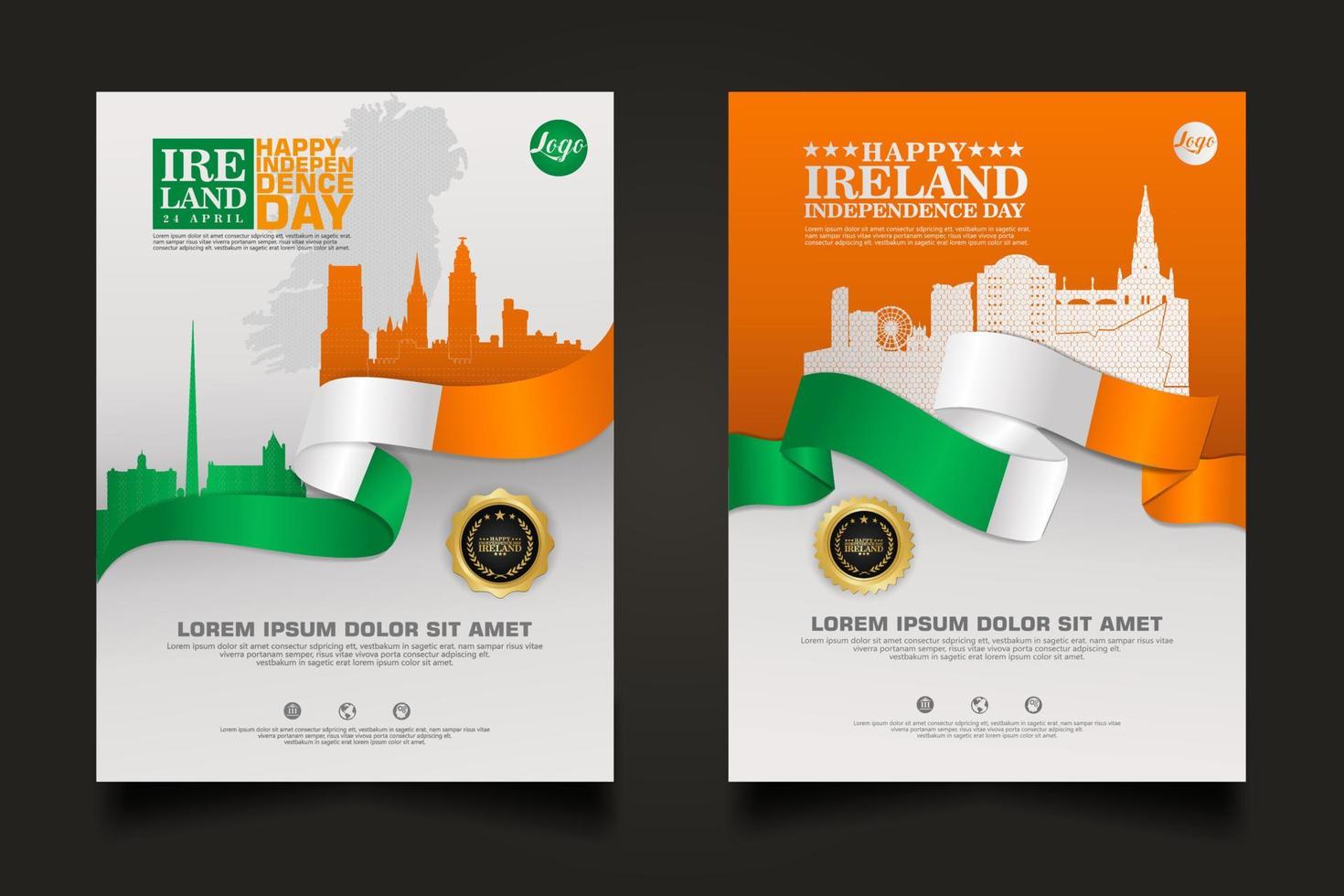 establecer promociones de carteles irlanda feliz día de la independencia plantilla de fondo. vector