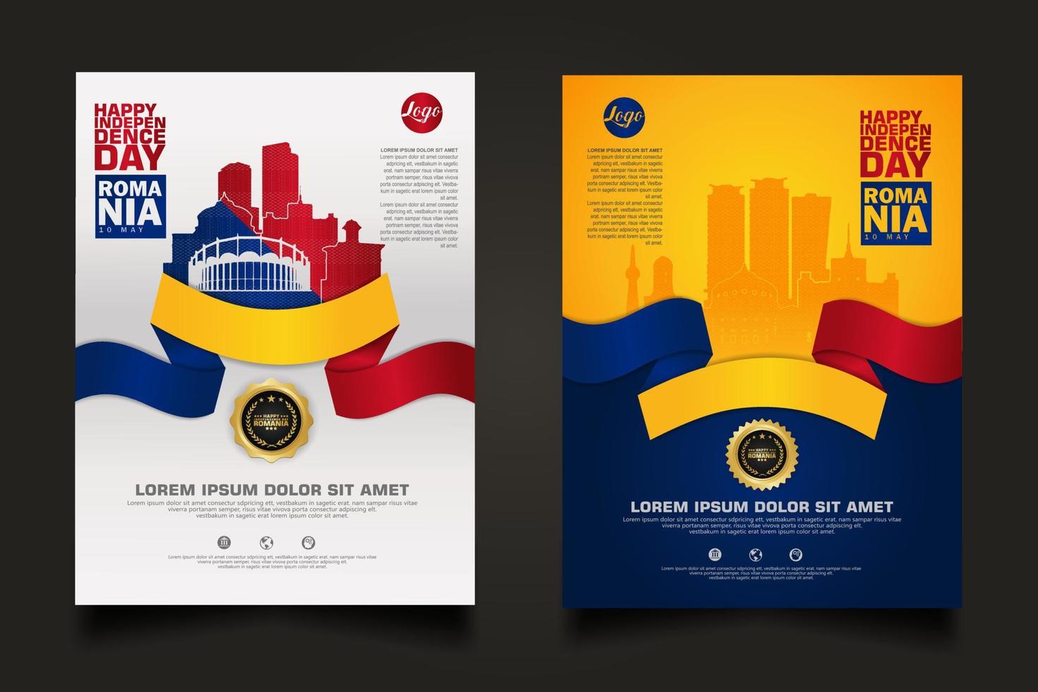 Set poster promotions Romania happy Independence Day background template vector