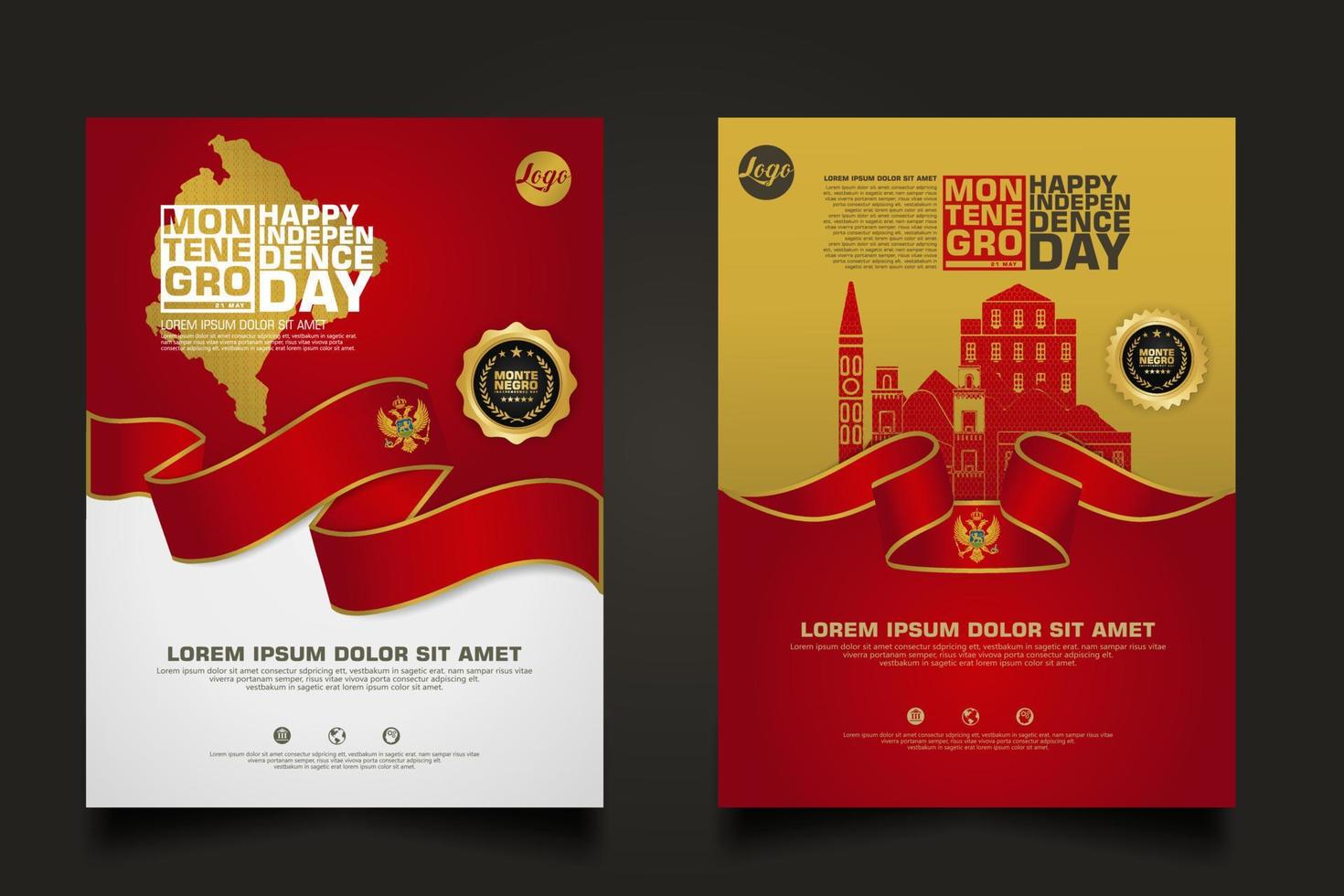 Set poster promotions Montenegro happy Independence Day background template vector