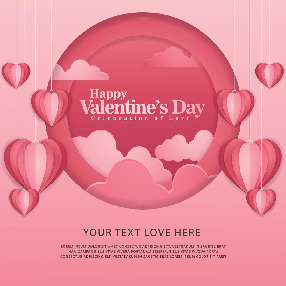 Happy valentines day typography vector design template