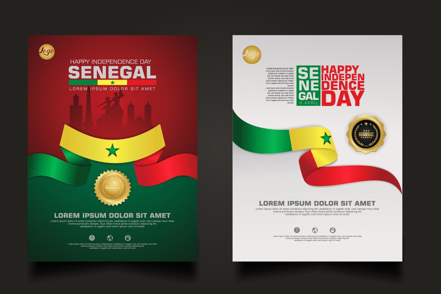 establecer promociones de carteles senegal feliz día de la república plantilla de fondo. vector