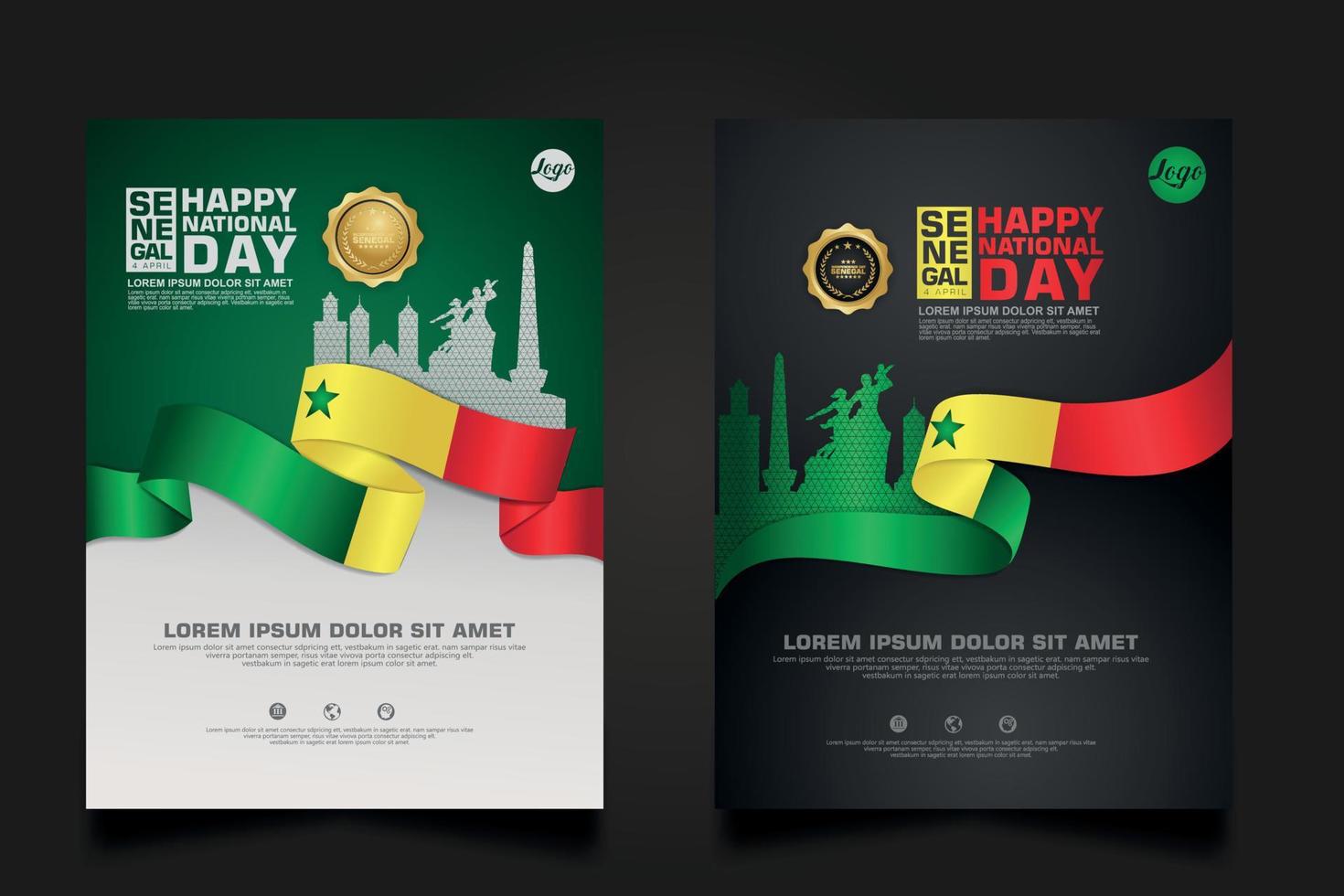 establecer promociones de carteles senegal feliz día de la república plantilla de fondo. vector