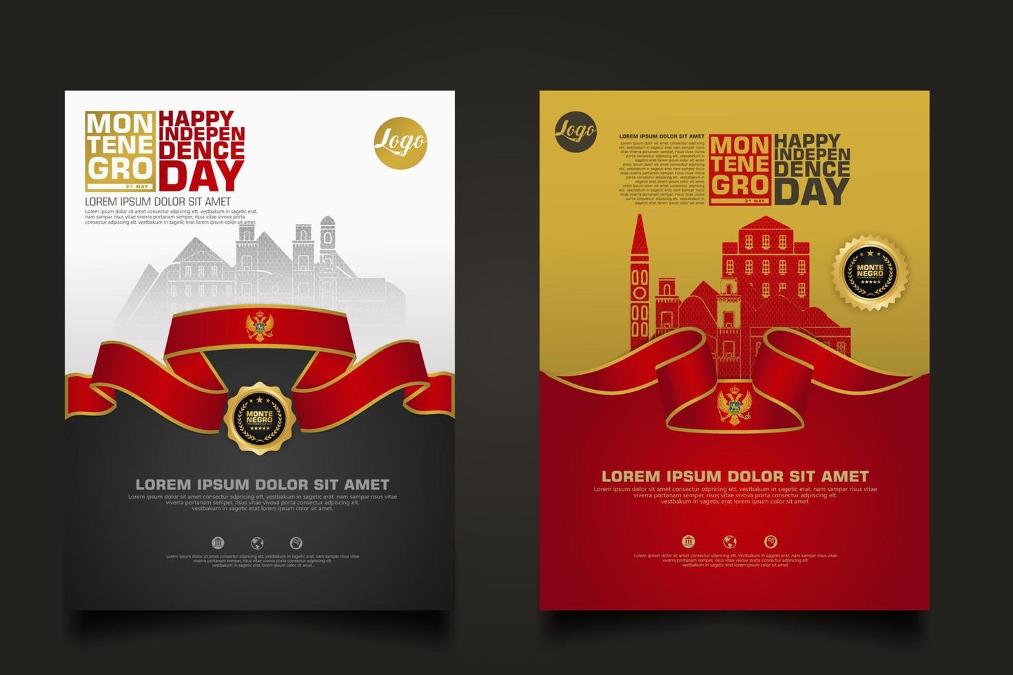 Set poster promotions Montenegro happy Independence Day background template vector