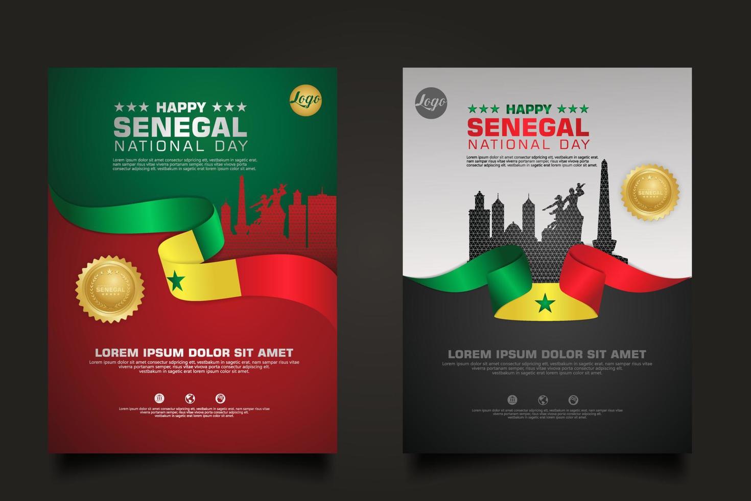 establecer promociones de carteles senegal feliz día de la república plantilla de fondo. vector