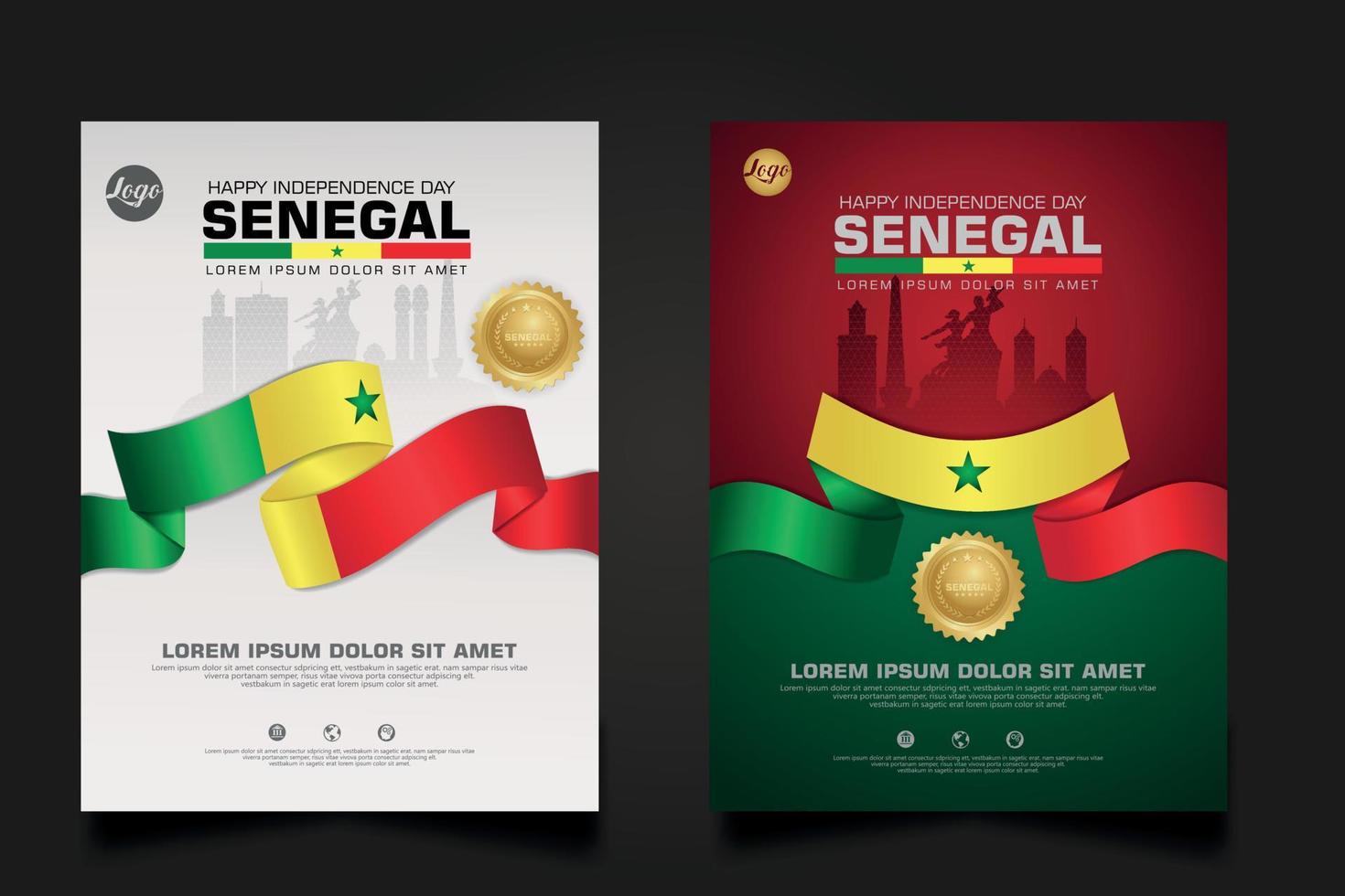 set poster promotions Senegal happy Republic Day background template. vector