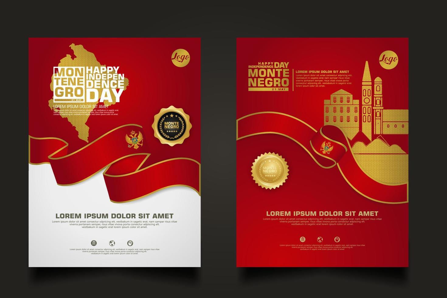 Set poster promotions Montenegro happy Independence Day background template vector