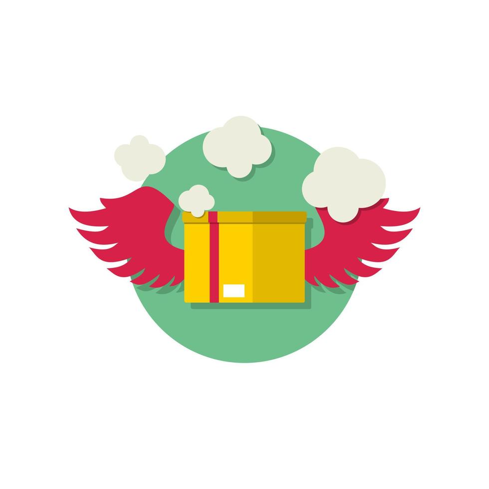 Flying delivery box icon with flat style and modern. Fast delivery icon concept vector