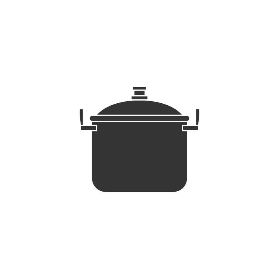 Steel cooking pot icon with silhouette style vector