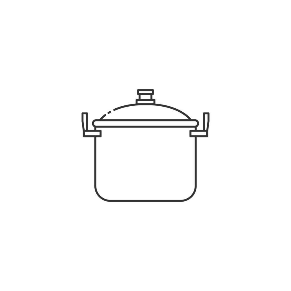 Steel cooking pot icon with outline style vector
