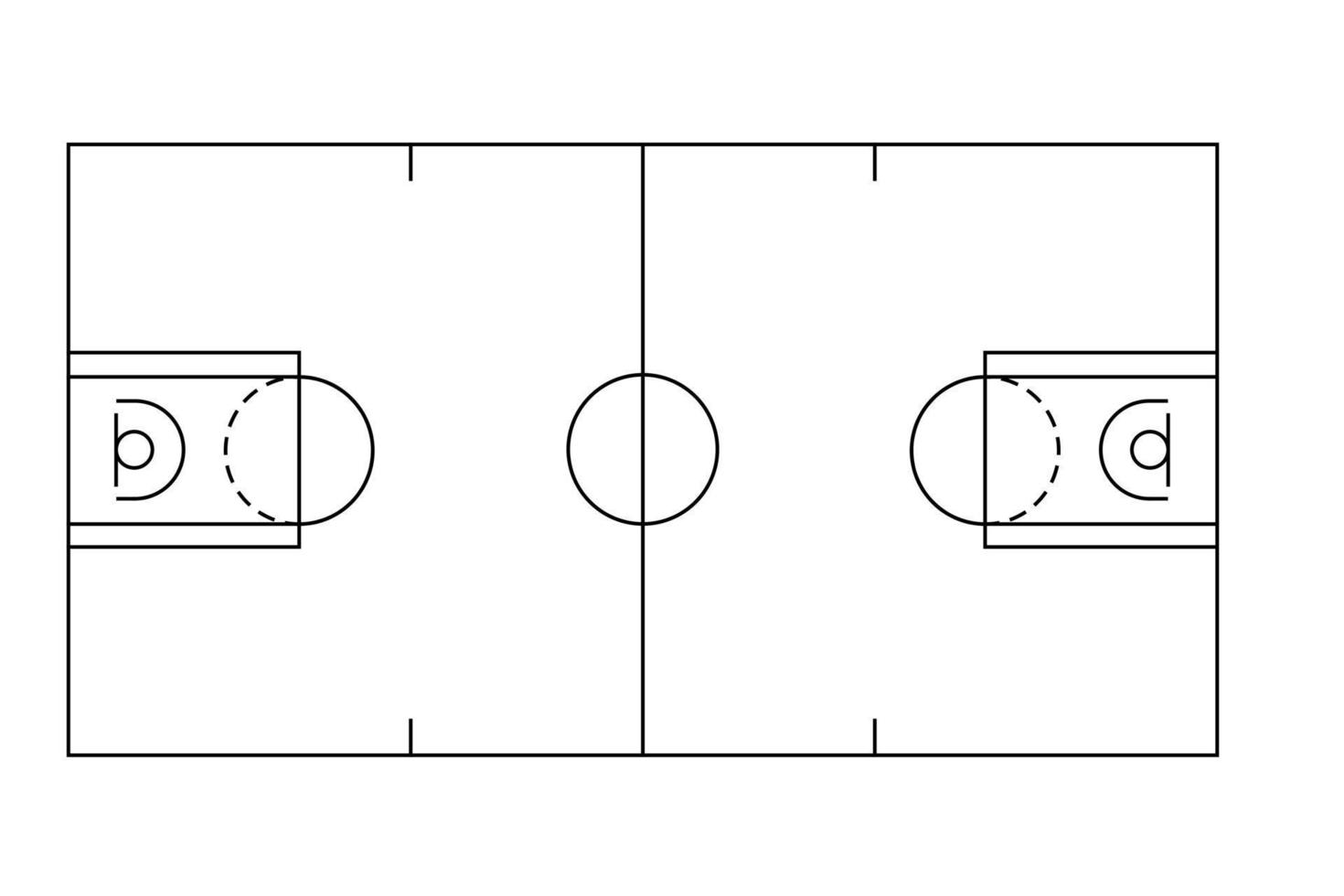 Basketball Court outline style vector