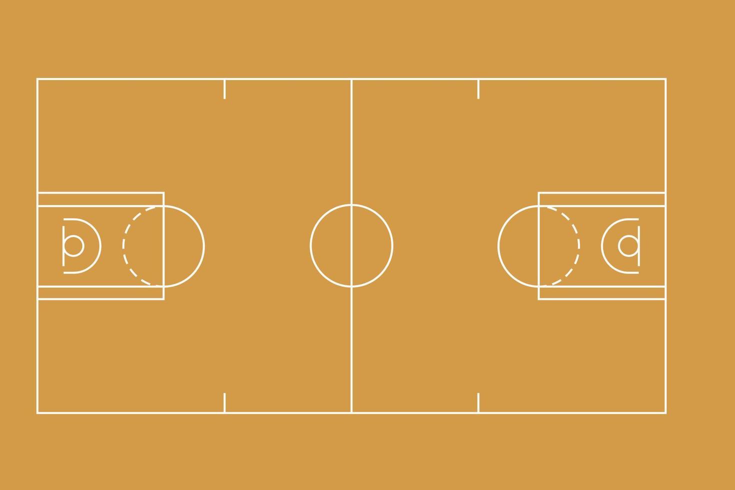 piso de cancha de baloncesto con línea sobre fondo marrón vector